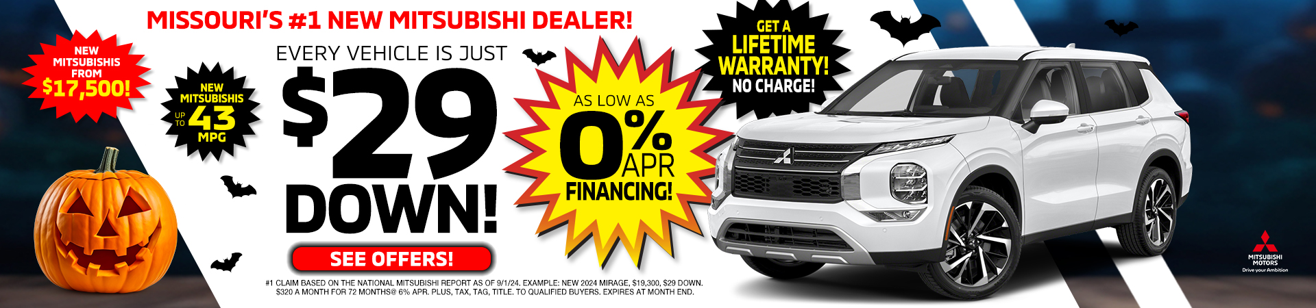 $29 Down as low as 0% APR Financing